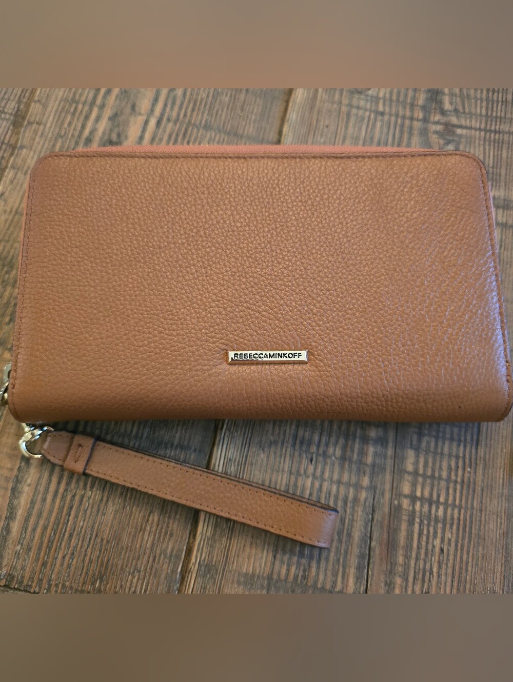 Rebecca Minkoff Pebbled Leather Regan Charging (Iphone) Wristlet - Cognac